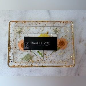 Rachel Zoe Clear Tray with Gold and pressed Floral Accents